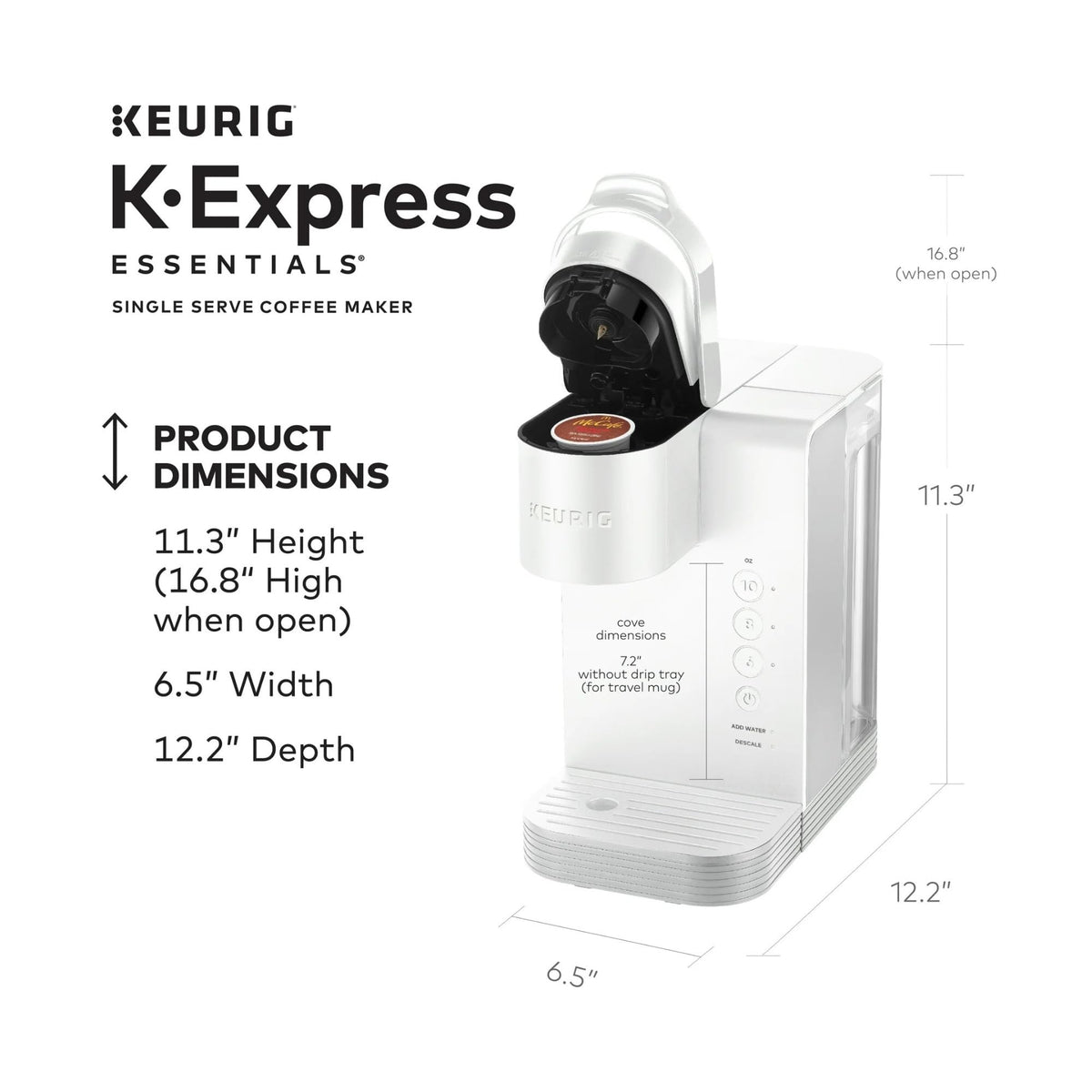 Keurig K-Express Essentials travel mug compatibility for on-the-go drinks.