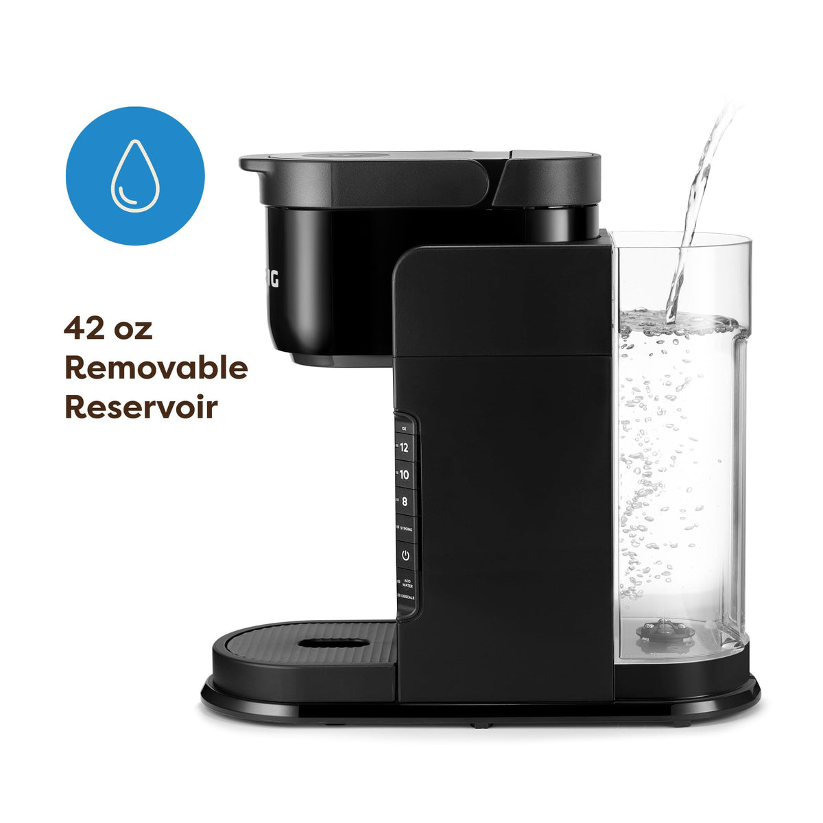 Keurig K-Express 42 oz removable reservoir enabling multiple cups before refilling