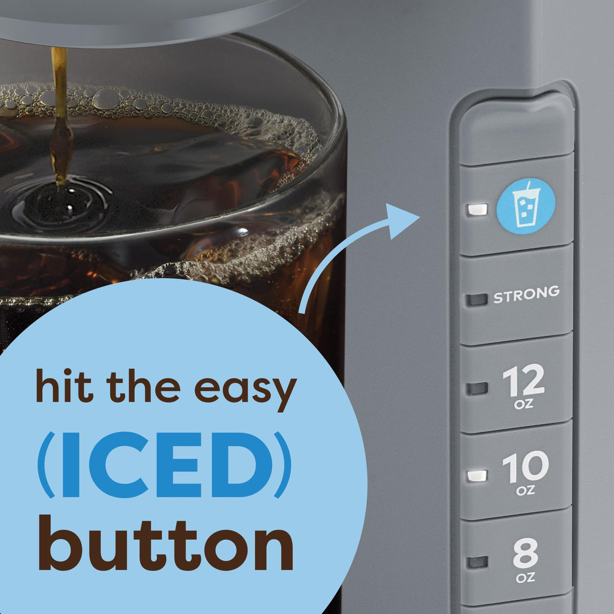 Keurig K-Iced three cup sizes offer flexible servings for any craving.
