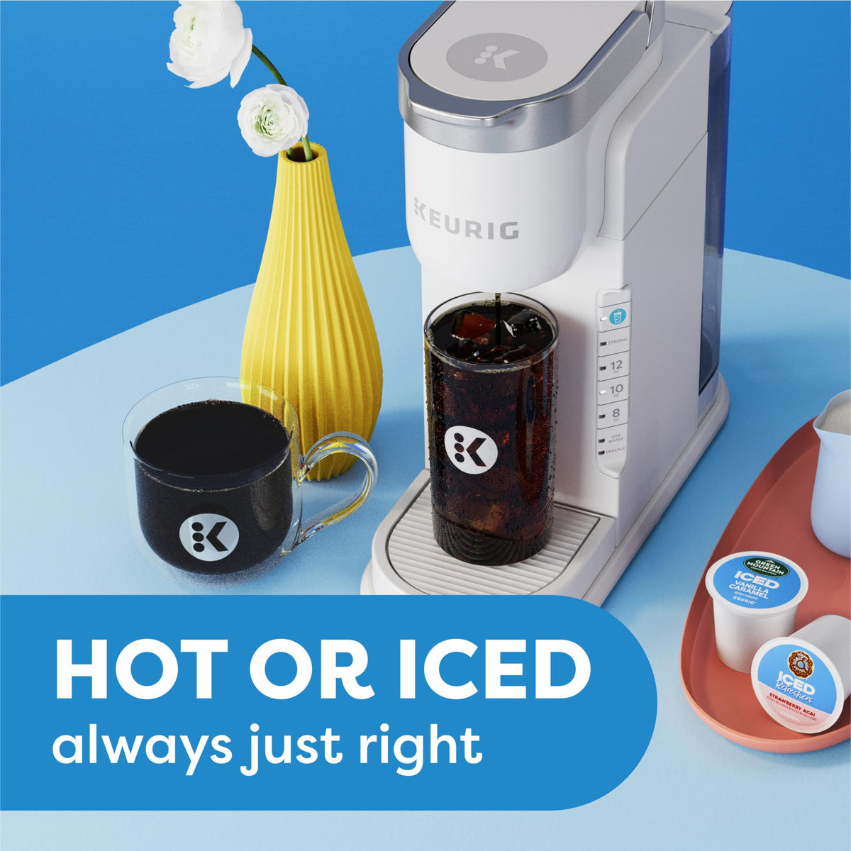 Keurig K-Iced Brew Over Ice in action delivering flavorful iced coffee