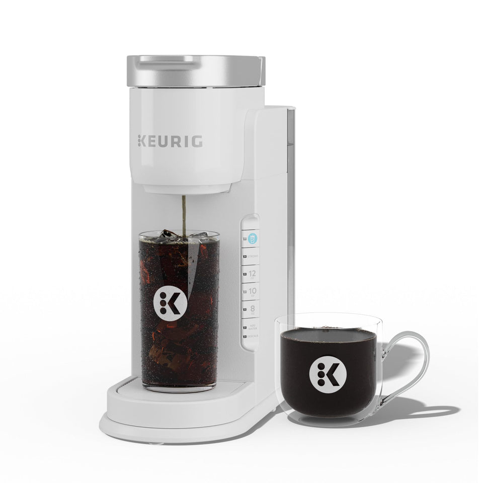 Keurig K-Iced coffee maker in white with compact design for small spaces and easy placement