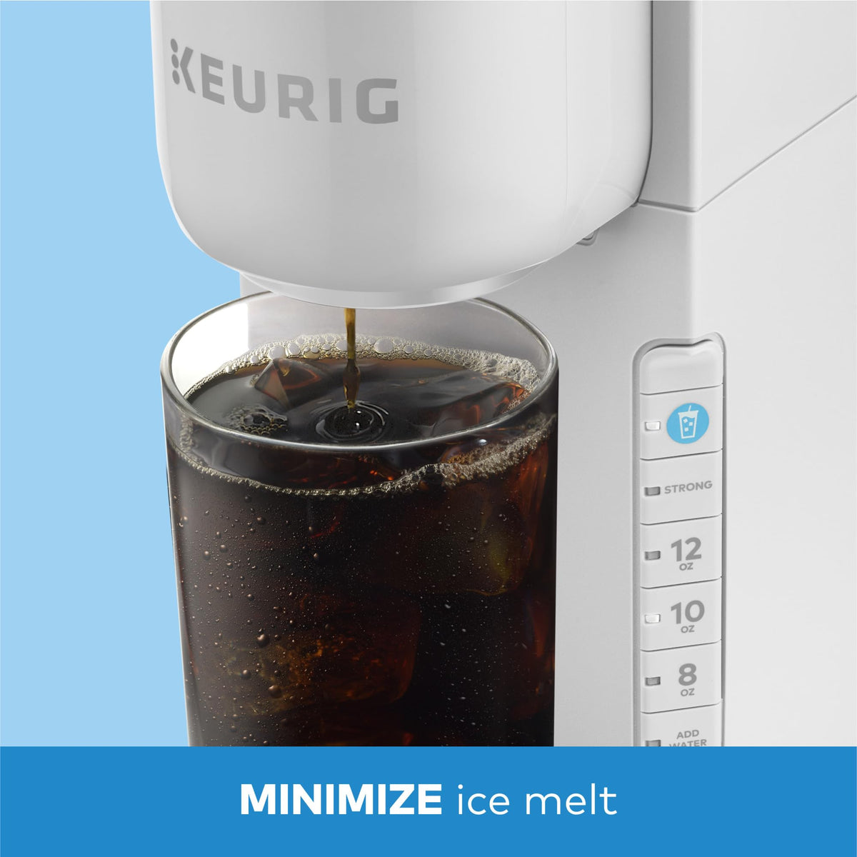 Keurig K-Iced three cup sizes 8-12 oz for hot or iced beverages