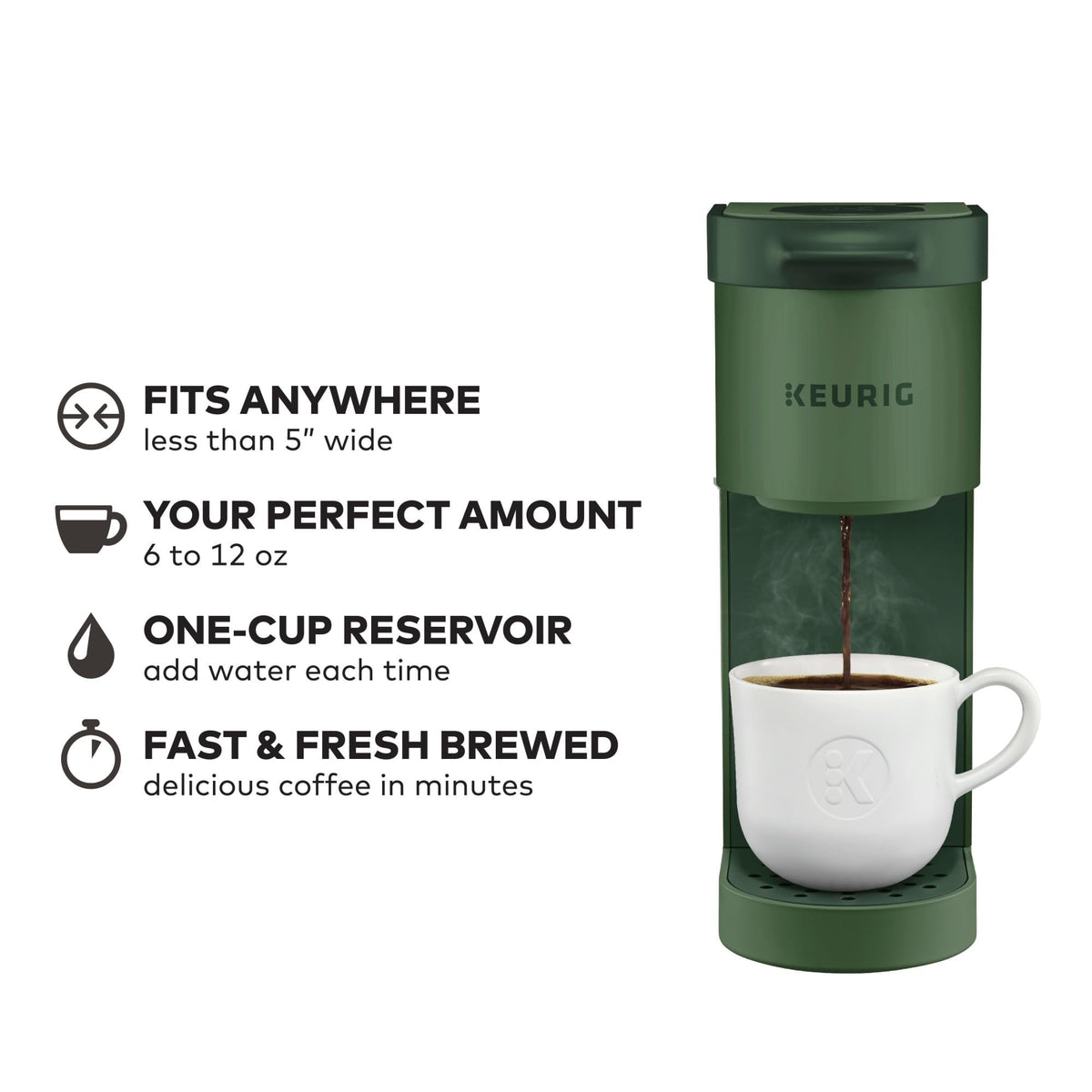 Keurig K-Mini cord storage keeps cords tidy after brewing.