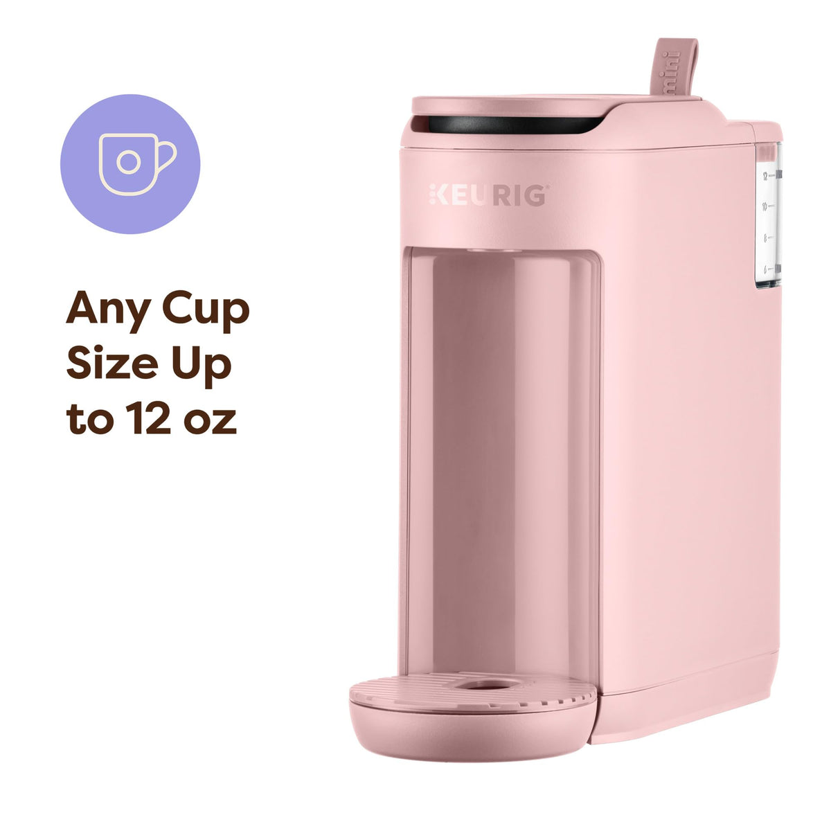 Keurig K-Mini Mate 12oz cup brew demonstrates quick single-serve convenience.