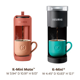 Keurig K-Mini Mate red-rocks color option adds vibrant kitchen flair.