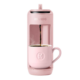 Keurig K-Mini Mate pink sands front view showcasing compact space-saving design.