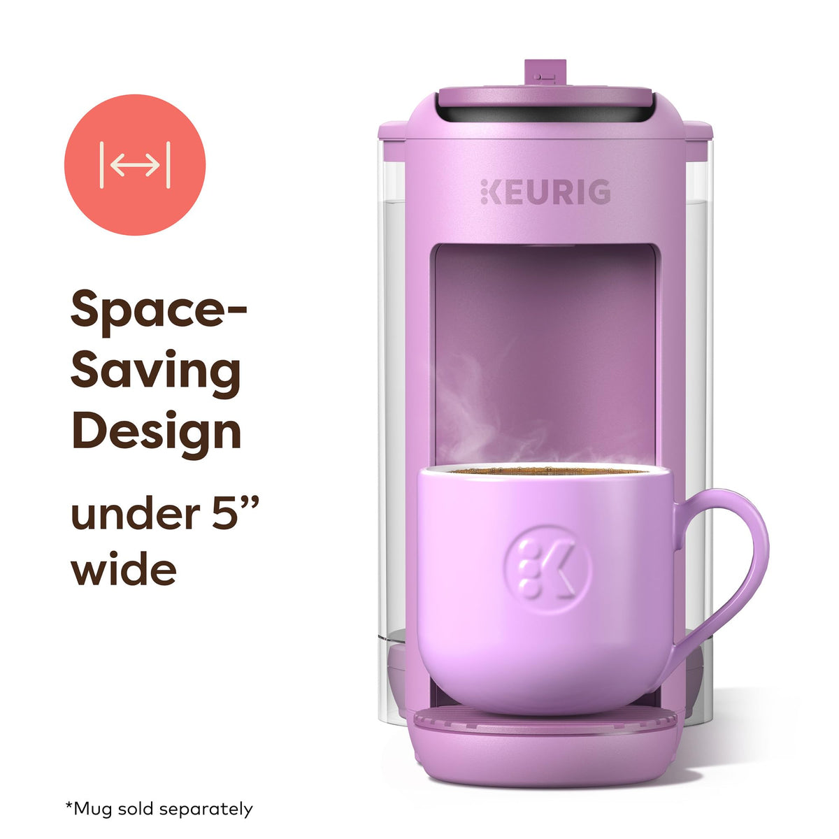 Keurig K-Mini Mate Plus brewing over ice action preserves flavor for iced coffee.