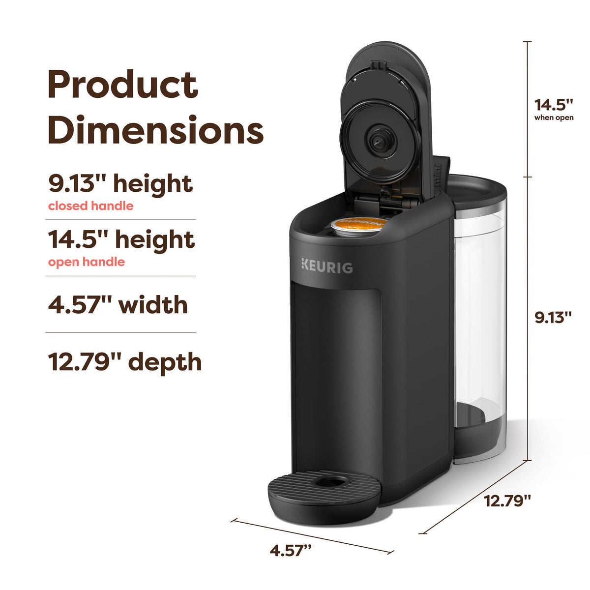 Keurig K-Mini Mate Plus matte black finish for a sleek look