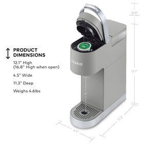 Keurig K-Mini Plus travel mug friendly with a tall mug capacity.