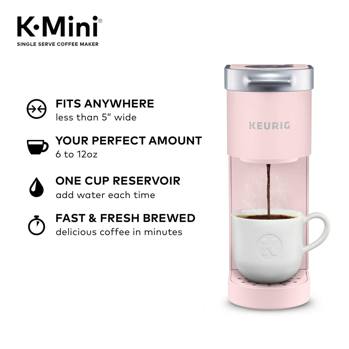 Keurig K-Mini water reservoir close-up, quick single-cup brewing