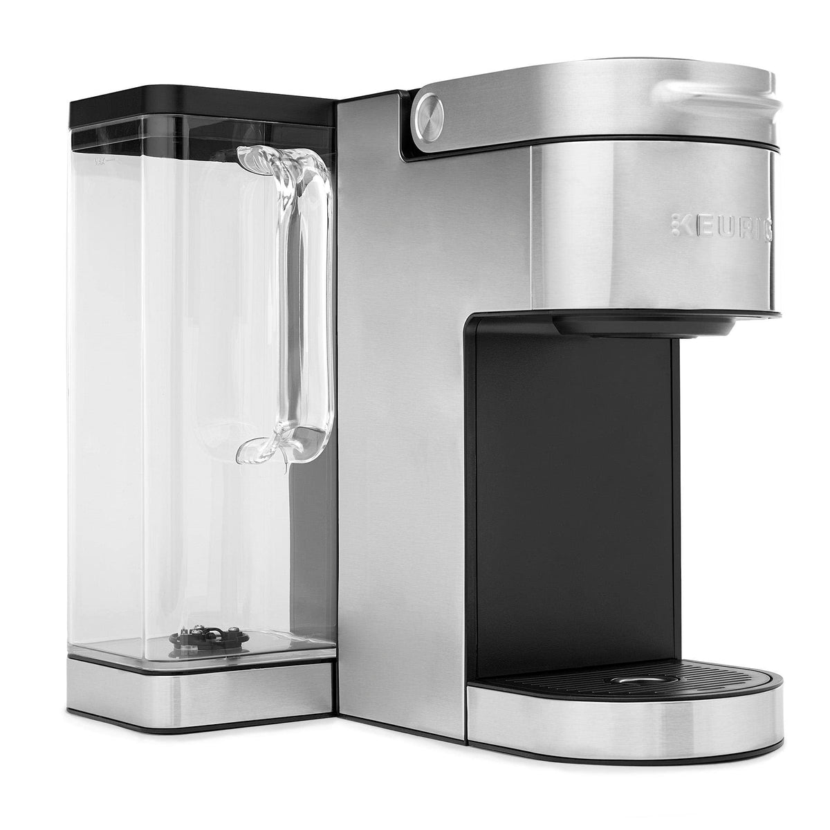 Keurig K-Supreme Plus front view with stainless steel finish showing modern design and ease of use