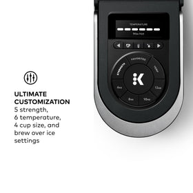 Keurig K-Supreme SMART customization panel showing strength and temp options