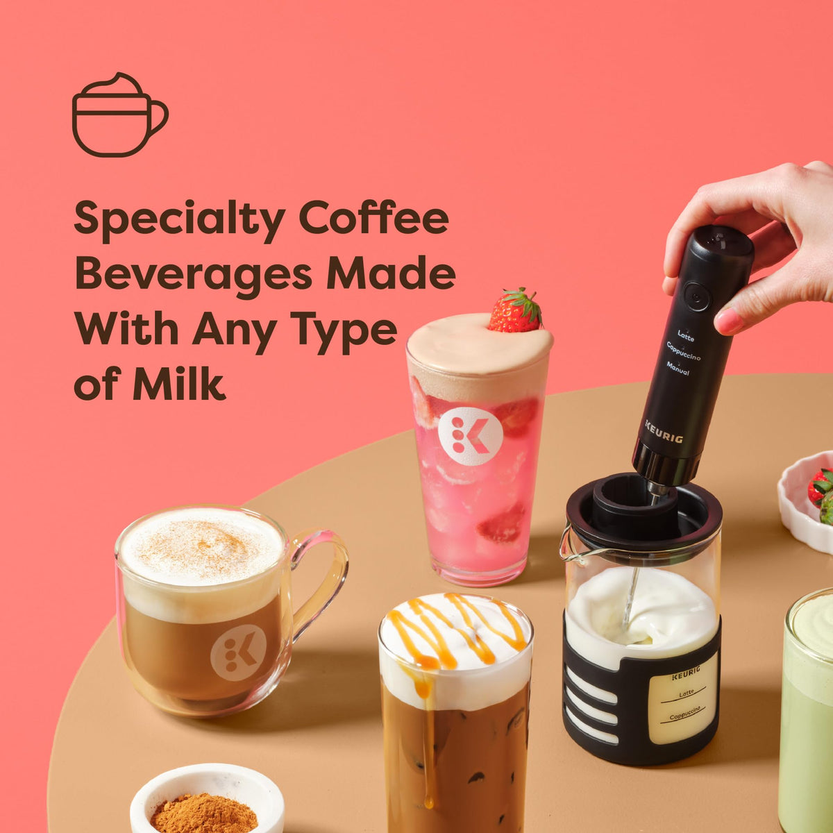 Keurig SimpleCafé Frother cappuccino foam setting adds smooth foam