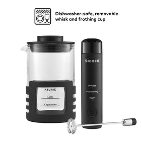 Keurig SimpleCafé Frother dishwasher-safe cup and whisk for quick cleanup