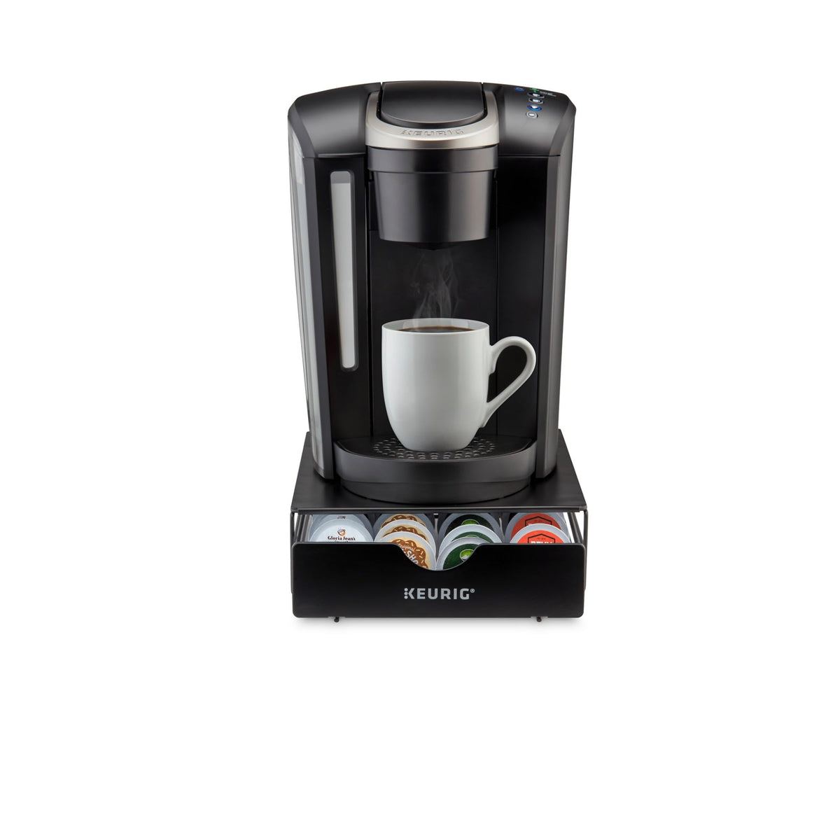 Durable metal construction detail emphasizing sturdy, long-lasting pod storage.