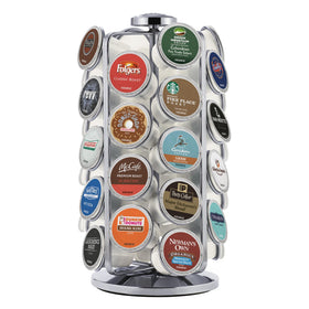 Keurig storage carousel shows 36-pod display for organized beverages