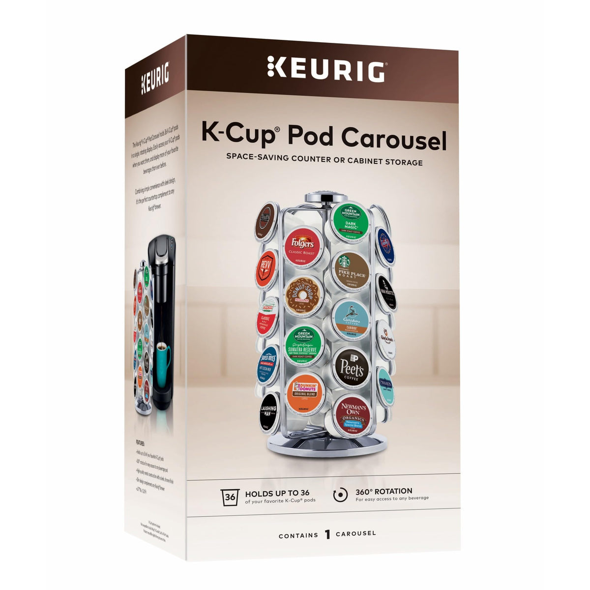 Keurig storage carousel with 360-degree rotation for easy pod selection