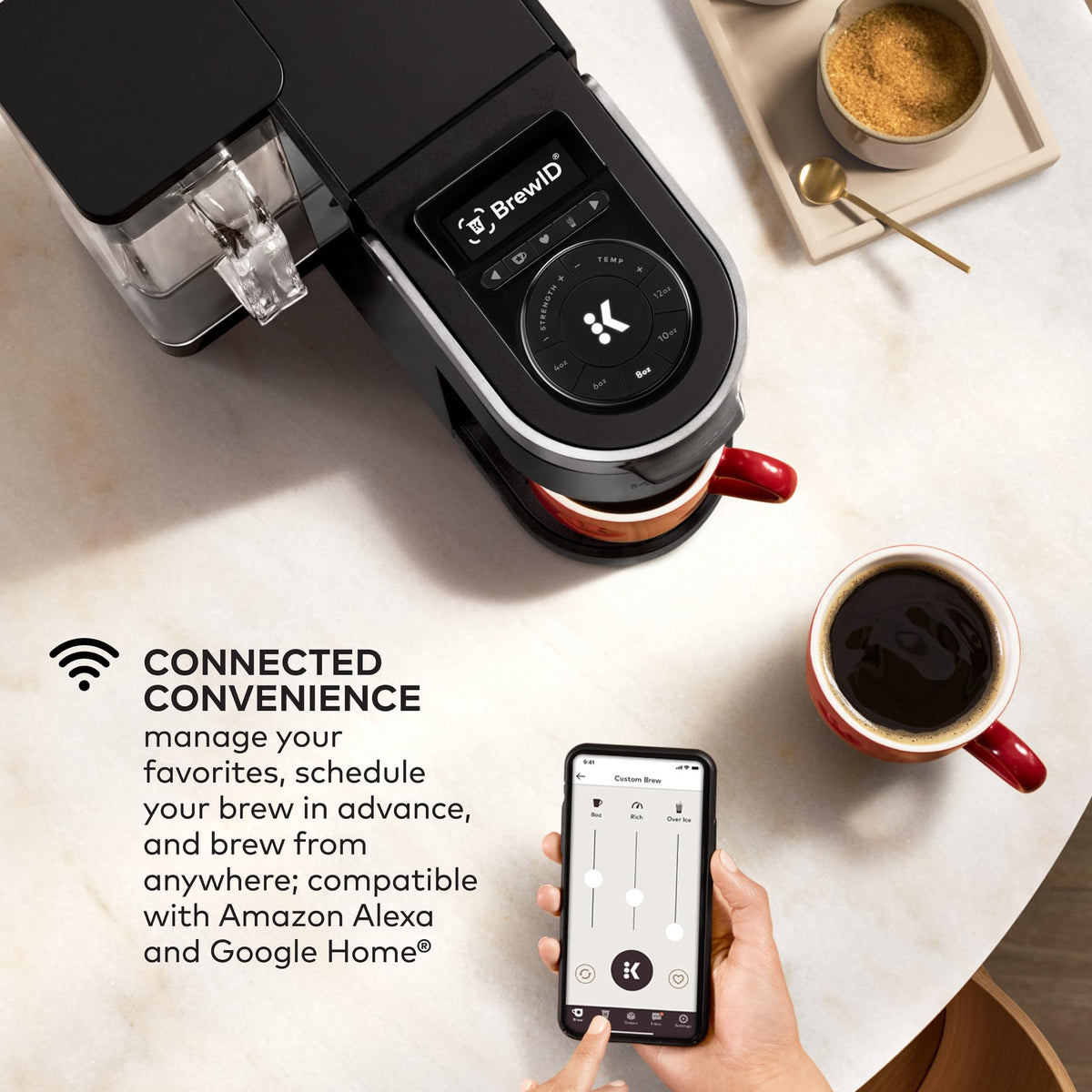Keurig five-level strength dial for customized cup intensity.