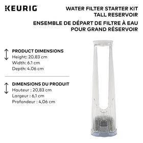 Keurig Tall Handle Water Filter Starter Kit box packaging shows contents.