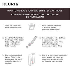 Keurig Tall Handle Water Filter Starter Kit installed in a Keurig 2.0 brewer’s water tank.