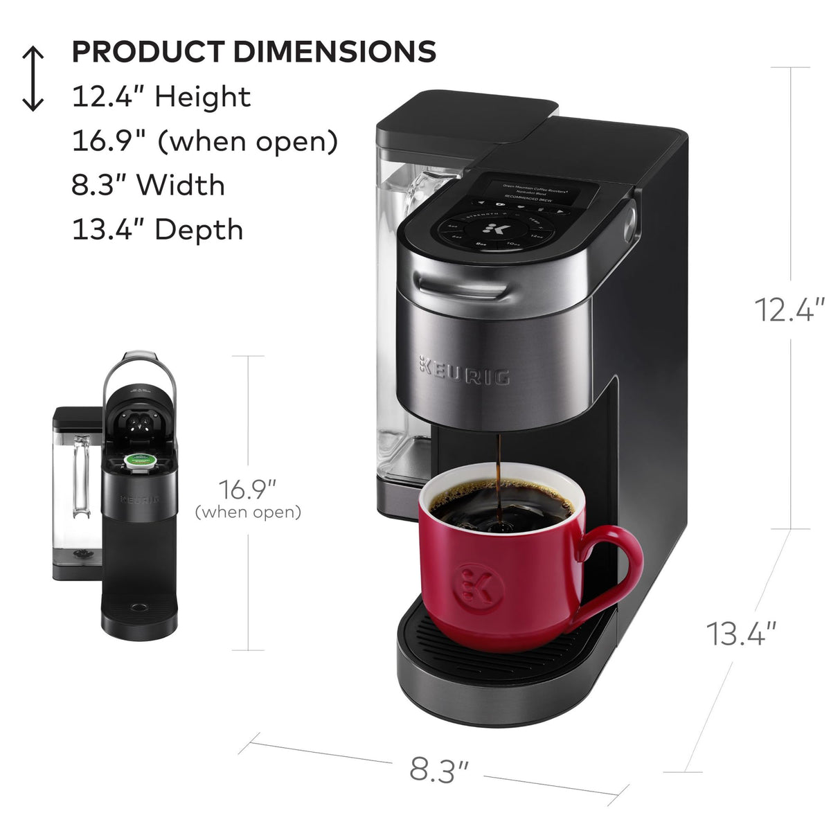 Keurig six-settings temperature dial for ideal heat.