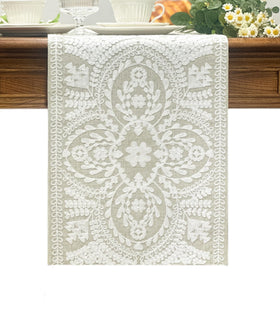 KEVA boho table runner embroidered pattern for rustic dining ambiance
