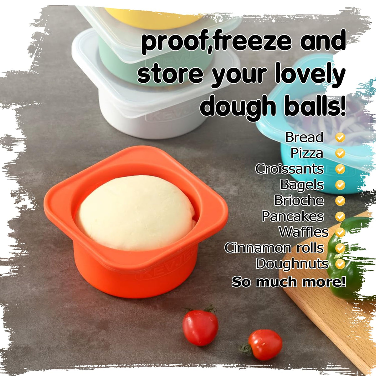 Kevjes food-grade silicone dough containers safe for freezer