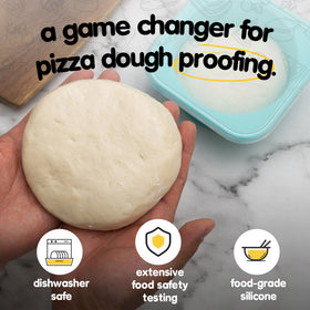 KEVJES 300g dough ball fits into 1000ml proofing container for 12–16 inch crusts.