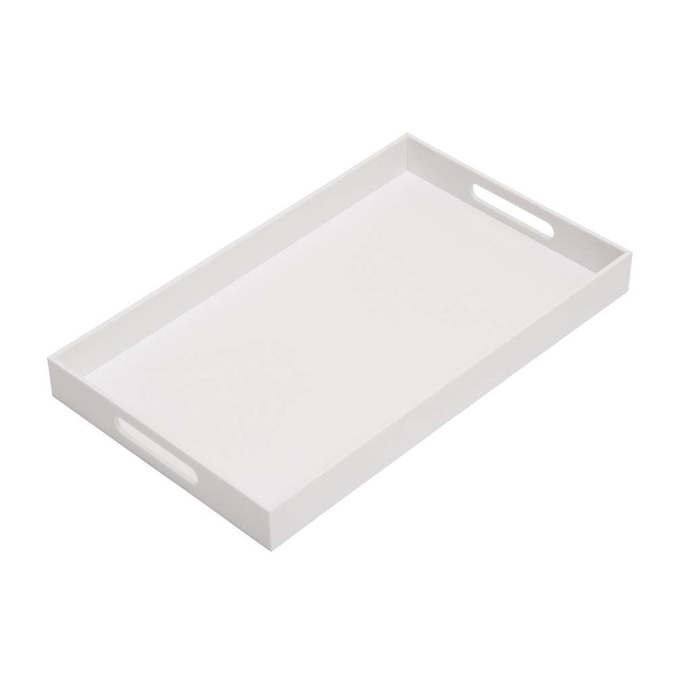 KEVLANG glossy white acrylic serving tray with handles for easy serving