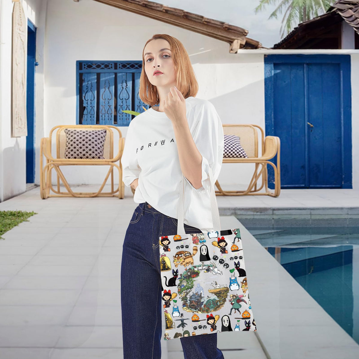KEYCHIN tote dimensions 35cm by 40cm suitable for books and tablets.