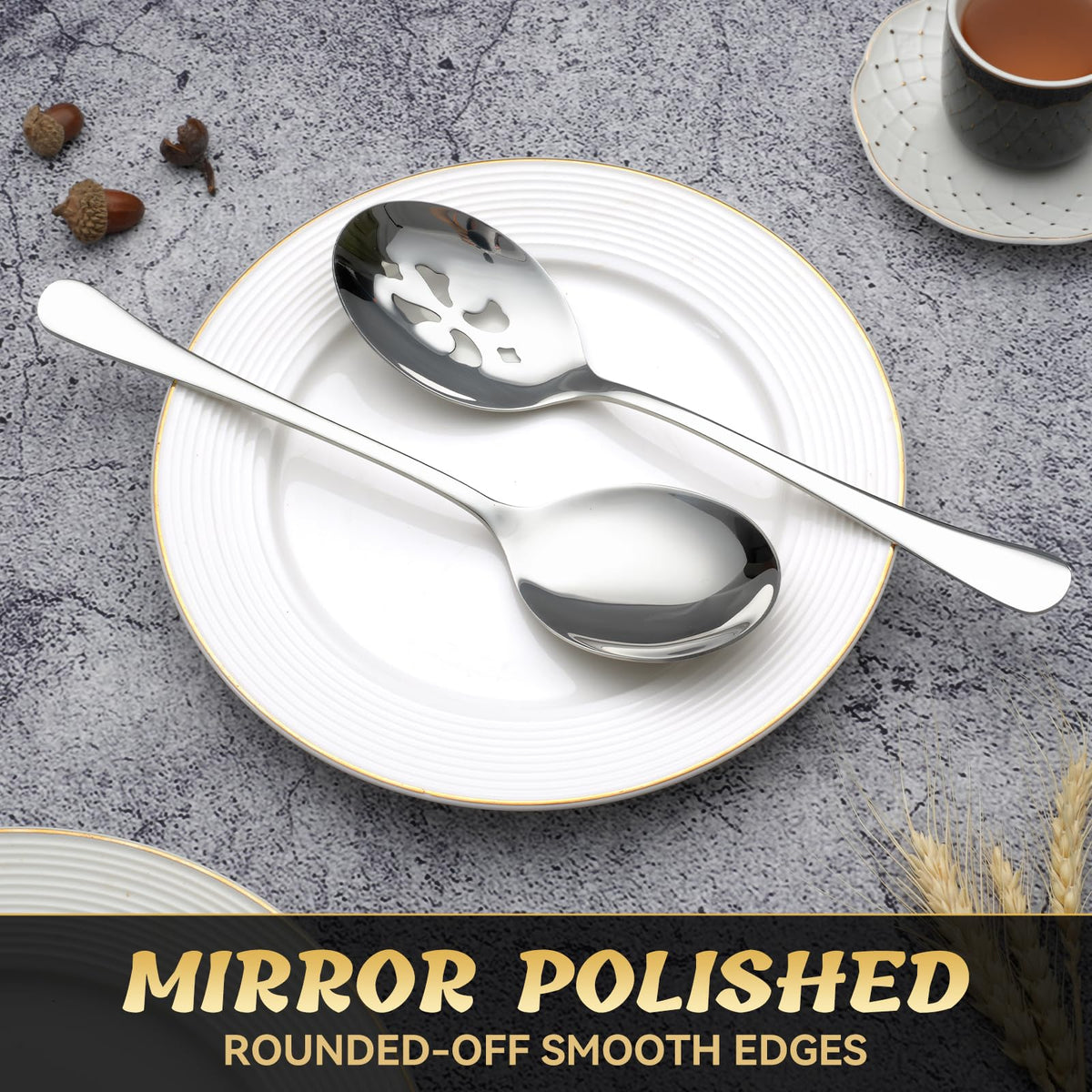 KEYOXY 10-inch slotted spoons for draining sauces and condiments