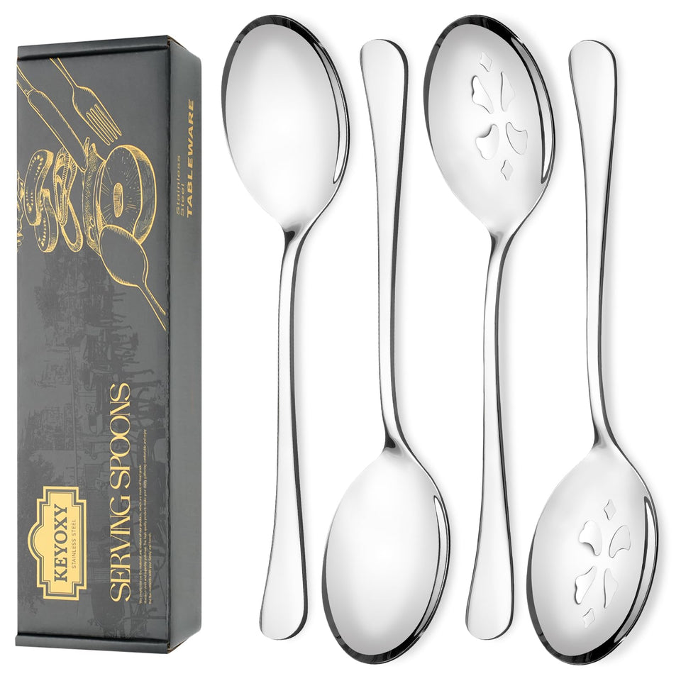 KEYOXY 4-piece spoon set with mirror finish for elegant serving