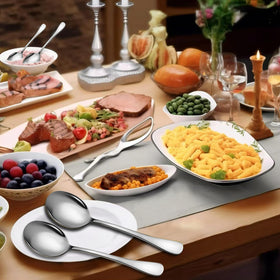 KeyOXY party dining spoons arranged with other dishware for versatile entertaining.