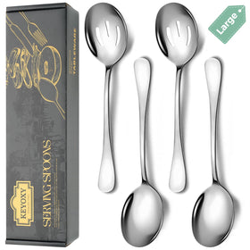 Keyoxy 4pc large 10-inch serving spoons ideal for generous portions at gatherings.