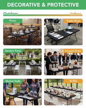 KeyWave black tablecloth ideal for outdoor picnics and events