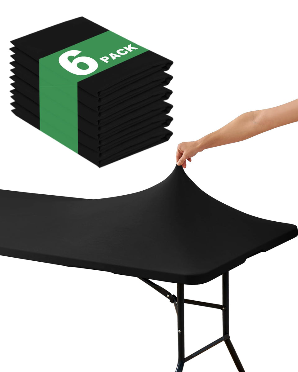 KeyWave fitted tablecloth on a 6-foot table for a neat setup