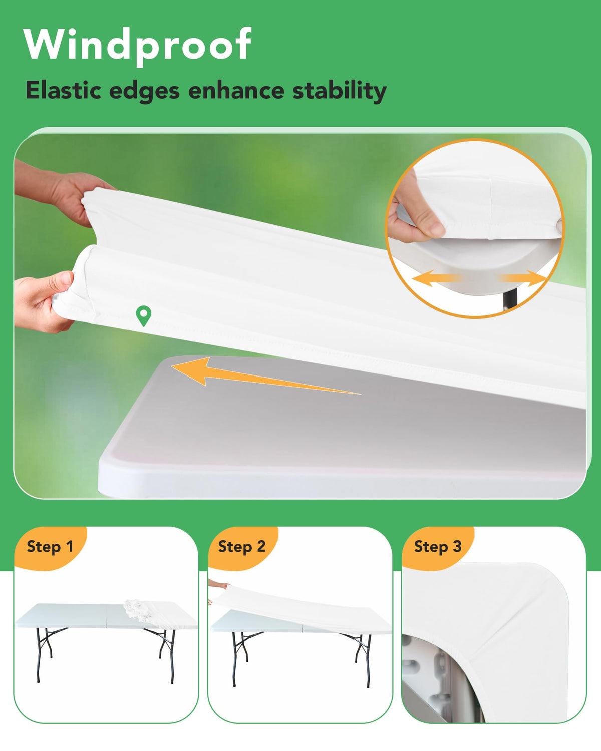KeyWave underside with elastic band securing the cover for wind resistance outdoors