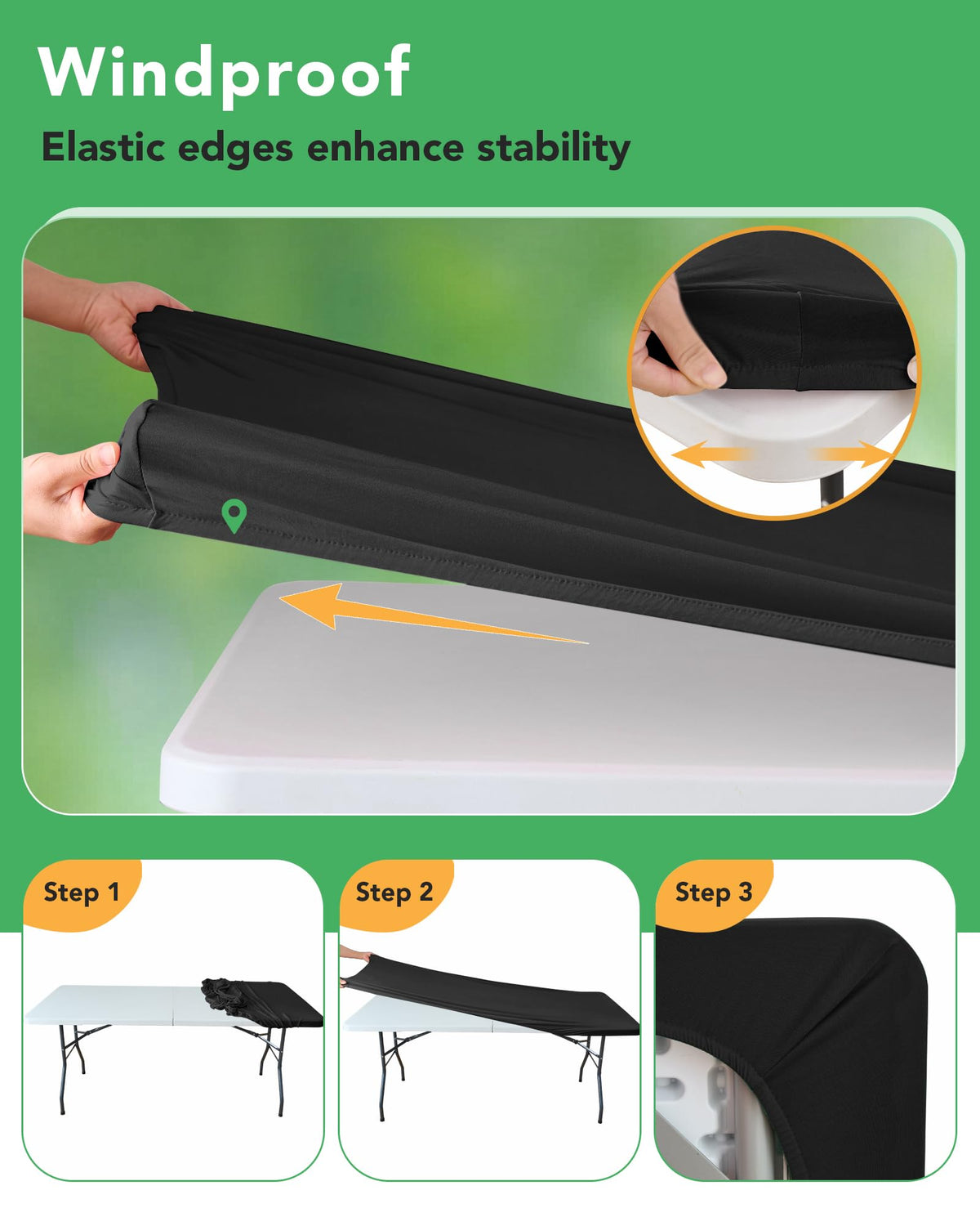 KeyWave windproof underside keeps the cover secure outdoors