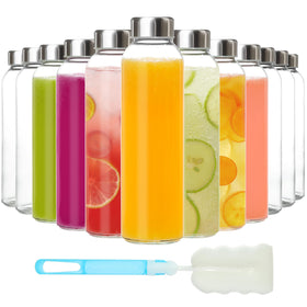 KEYWING 12pack glass juice bottle front view shows durable design for daily use.