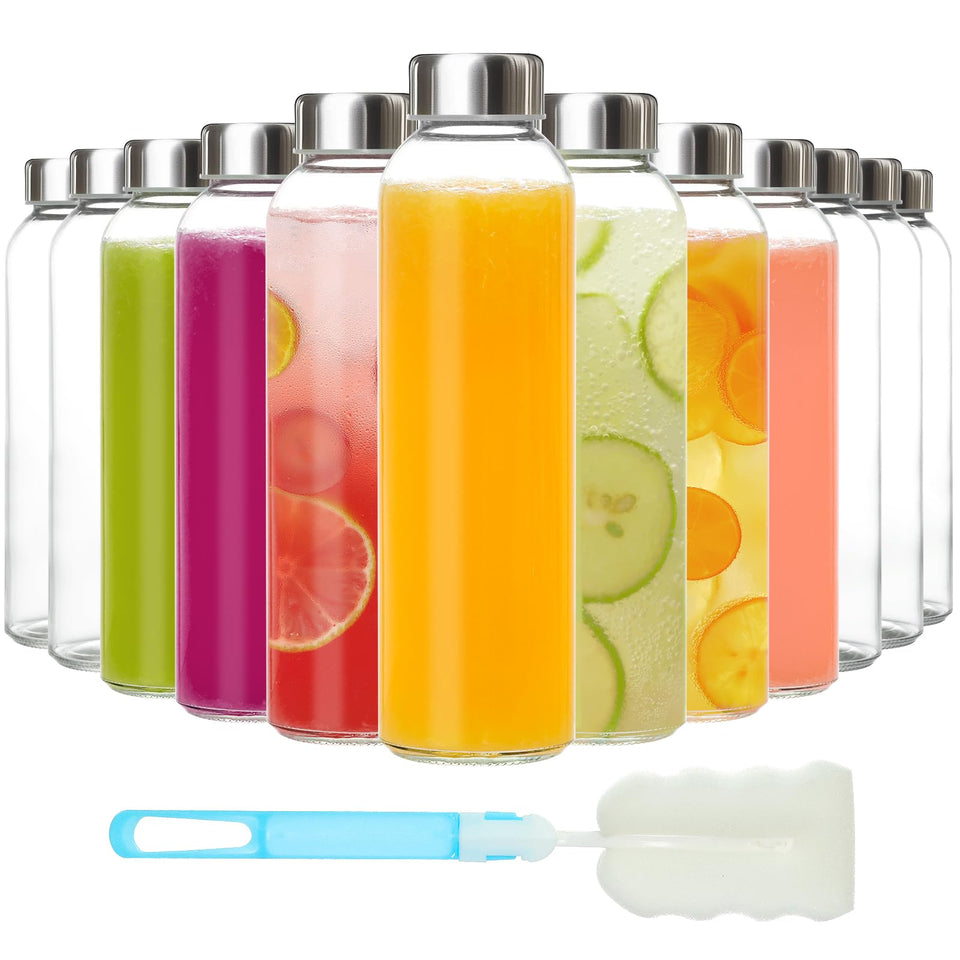 KEYWING 12pack glass juice bottle front view shows durable design for daily use.