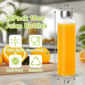 KEYWING 12pack glass bottle with lid close-up highlights airtight seal for spill-free storage.