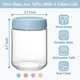 KEYWING 16oz-wide-mouth glass jars enable quick filling and thorough cleaning.