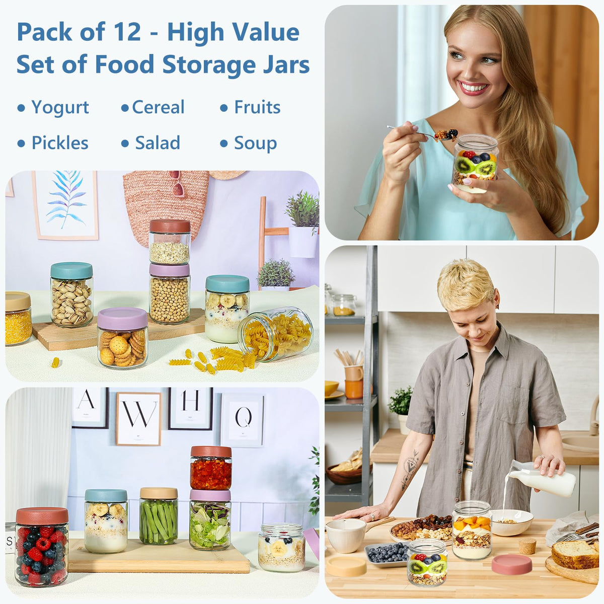 KEYWING 2-87-inch-mouth jars are easy to fill and clean on the go.
