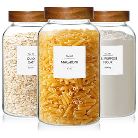KEYWING 88oz glass jar set with clear glass for pantry organization.