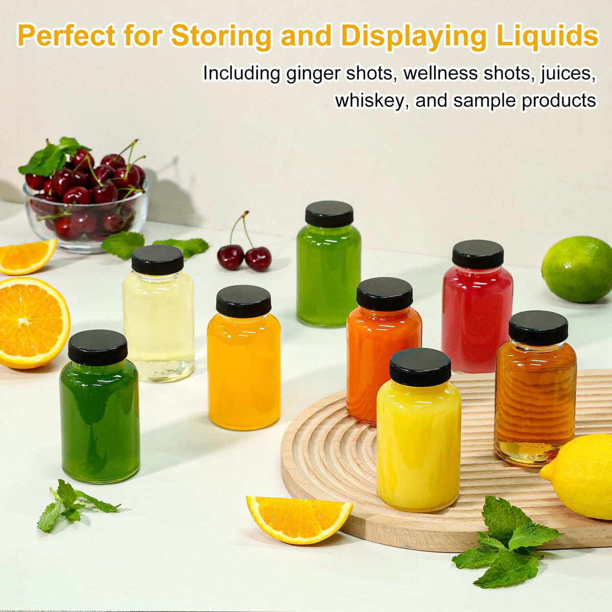 KeyWING dishwasher-safe glass bottles simplify cleaning after juice or syrup use.
