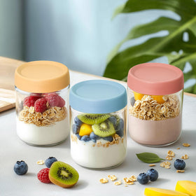 KEYWING dishwasher-safe glass jars allow easy cleanup after yogurt or snacks.