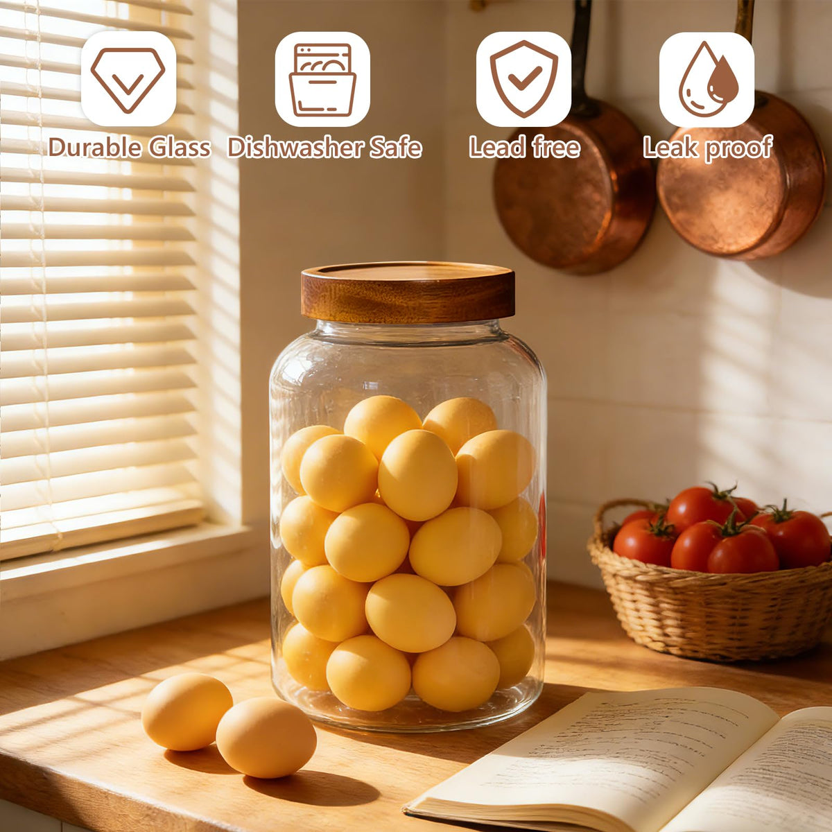 KEYWING pantry organization setup with jars and labels