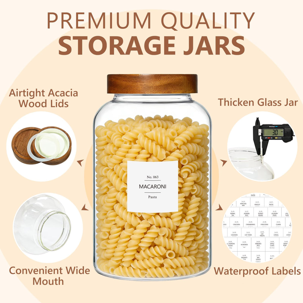 KEYWING wide-mouth glass jar for easy storage of cookies or eggs