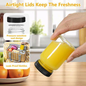 KeyWING wide-mouth glass bottle with easy filling for juices and shots.