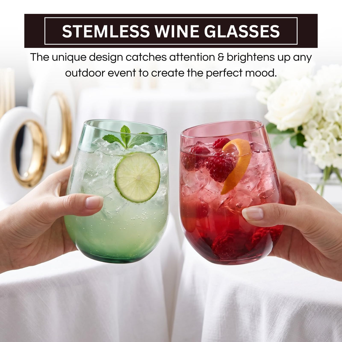 Khen dishwasher-safe 15-ounce wine tumblers simplify cleanup after gatherings